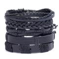 Men's Bracelets Set 5pcs Mixed Leather Wrap Bracelet Black Bangles Punk Male Rock Male Jewelry Accessory Small Gift.