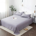 Washed Cotton Flat Sheet Cadar Queen King Size Bed Sheets Solid Color Bedding Flat Bedsheet. 