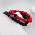 2Pcs Couples Long Distance Bracelet Natural Natural Stone Red Black Yin Yang Beaded Bracelets for Men Women Best Friend. 