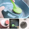 5 PCS Stainless Scrubber with Long Handle Steel Wire Replaceable Cleaning Washing Brush Tool for Kitchen Dish Bowl.