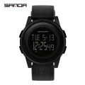 SANDA 337 Ultra-thin 9mm Sport Watch Men Electronic LED Digital Wrist Watches Waterproof Clock Calendar Watch for Male-BLUE. 