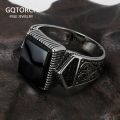 Guaranteed Mens Rings Silver s925 Antique Turkish Rings For Mens Signet Ring With Stone Color Square Turkish Jewelry Anello Uomo. 