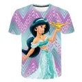 Summer Girls Jasmine Princess T-Shirt Fashion New T Shirts Harajuku Print Casual 3D Disney Series Tops Tees 1-14 Y. 