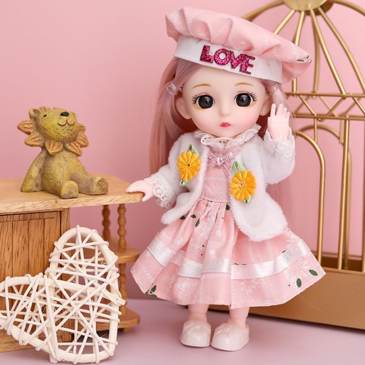 Cute 16cm doll toy princess girl child toy fashion mini doll child birthday gift