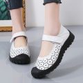 Summer breathable middle-aged and elderly women's shoes leather non-slip mom shoes casual elderly net shoes eye-catching single shoes women.