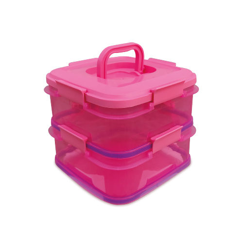 Akij Plastics Tiffin Box-Nutrilock Square - 2 Layers - Pastel Green-16023