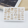 36Pairs Earrings Mixed Styles Crystal Rhinestone Sun Flower Geometric Plastic Stud Earrings Set For Women Girls Jewelry. 