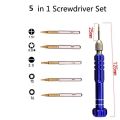 5 In 1 SCREW DRIVERS Multi Function 5 In 1 Precision Screwdriver Set Repair Tool Kit T5 T6 1.2mm 1.5mm 0.8mm Alloy Steel & Titanium Handle For Disassemble Watch Cell Phone Jewelry Computer Laptop. 