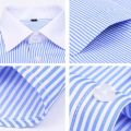 New M~6XL Cotton Men's French Cuffs Business Long Sleeve Shirt Stripes Comfortable Standard Elegant Formal Shirts Cufflink Top.