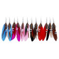 Bohemian Women Indian Feather Beads Tassel Dangle Hook Earrings Jewelry Gift.