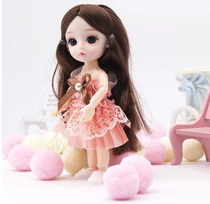 【The road to happiness Store】New BJD Doll 13 Movable Joint 1/12 Makeup Casual Skirt Clothing Doll Accessories Play House Toys for Girls Gift