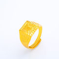 【Innovative design】Small Men's Ring Auspicious Ruyi Bao Pegasus Men's Aggressive Square Open Ring Brass Vacuum Plated Gold Auspicious Ring. 