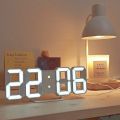 3D Digital Wall Clock LED Table Clock Time Alarm Temperature Date Sound Control Night Light With Button Control Clock ( Only White Color) - D Shop. 