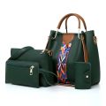 Cross-border bag women's 2023 new fashion two-piece bag four-piece set of large-capacity contrasting hand-to-carry shoulder crossbody bag.