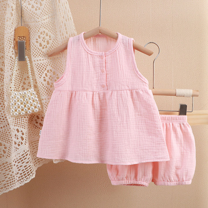 Girls%20Princess%20soft%20fabrics%20%20Dress%20Shorts%20two-piece%20set%20Sleeveless%20Casual%20Baby%20Dress%20Suit%20-%20Image%204