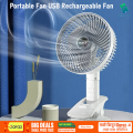 Portable Fan USB Rechargeable 3-Gears Wireless Electric Fan Handheld Clipped Circulator Fan Low Noise Rechargeable Fan. 