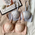 Japanese Style Girl Size Push up Embroidered Underwear Sweet No Steel Ring Sexy bra Comfortable bra set. 