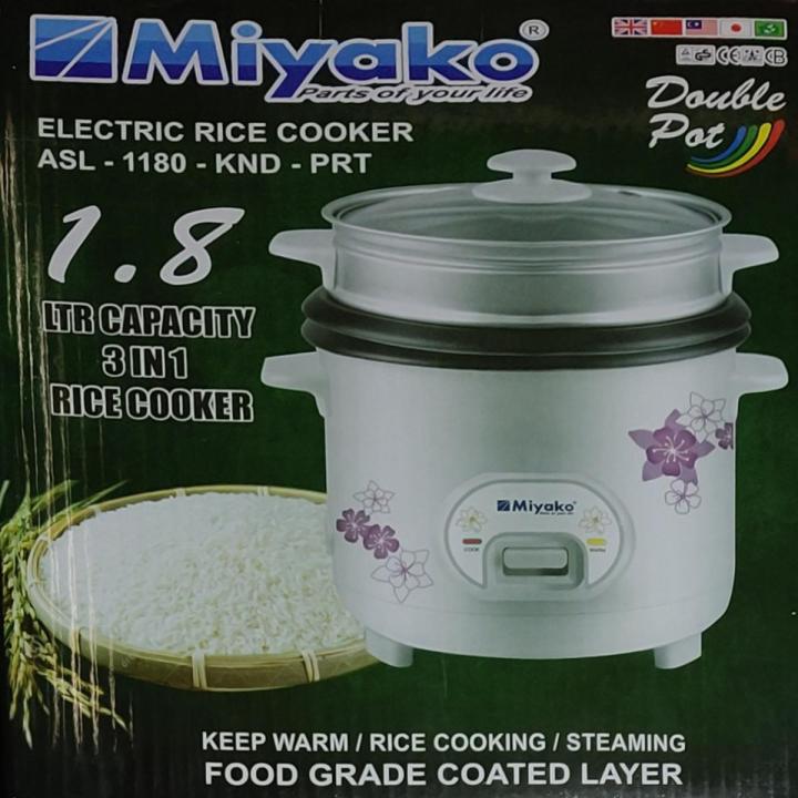 Miyako 1.8 Liter 3 In 1 Rice Cooker Double Pot Non-Stick Lid ...