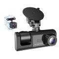 3 Cameras Dash Cam Multi-Language Clear Car Rearview Mirror Car Video Recording Camcorder - black. 