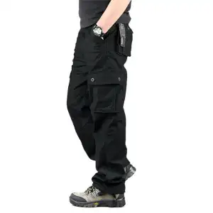 Flexible 6 Pocket Black Mobile Pant for Men