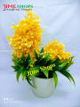 Double Head Artificial Colorful Flower With Green Leaves In Plastic Vases-28Cm/11Inc -  Home Decoration Item. 