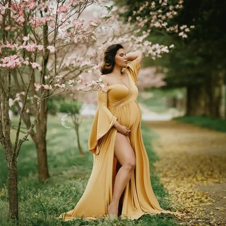Sexy%20Maternity%20Shoot%20Dresses%20Shoulderless%20Pregnancy%20Dress%20Photography%20Maxi%20Maternity%20Gown%20Photo%20Prop%20Clothes%20For%20Pregnant%20Women%20-%20Image%203