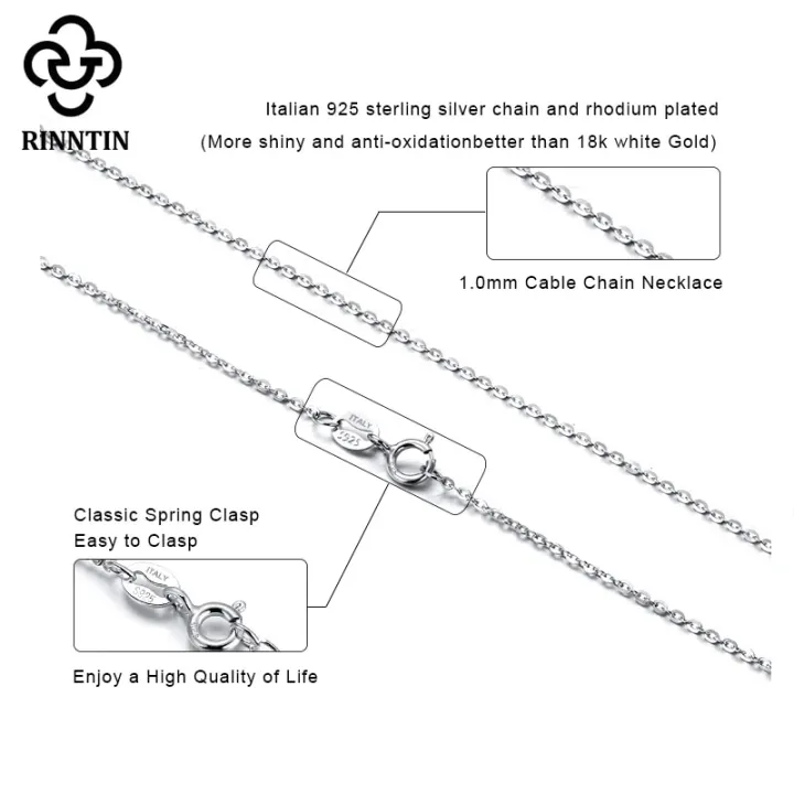 Rinntin%20925%20Sterling%20Silver%20Cable%20Link%20Chain%20Necklace%20for%20Women%2045cm/50cm/55cm%20Simple%20Women's%20Neck%20Chain%20Silver%20Jewelry%20SC06%20-%20Image%205