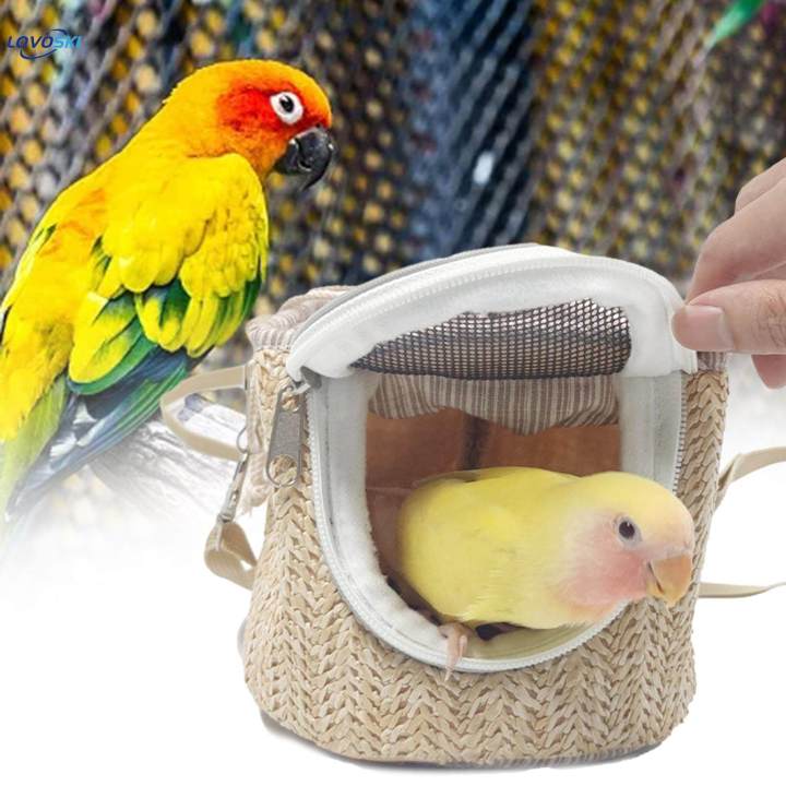 Bird Carrier Bag Bird Supplies Crossbody Bag Adjustable Shoulder Strap Cage Portable Light Coffee