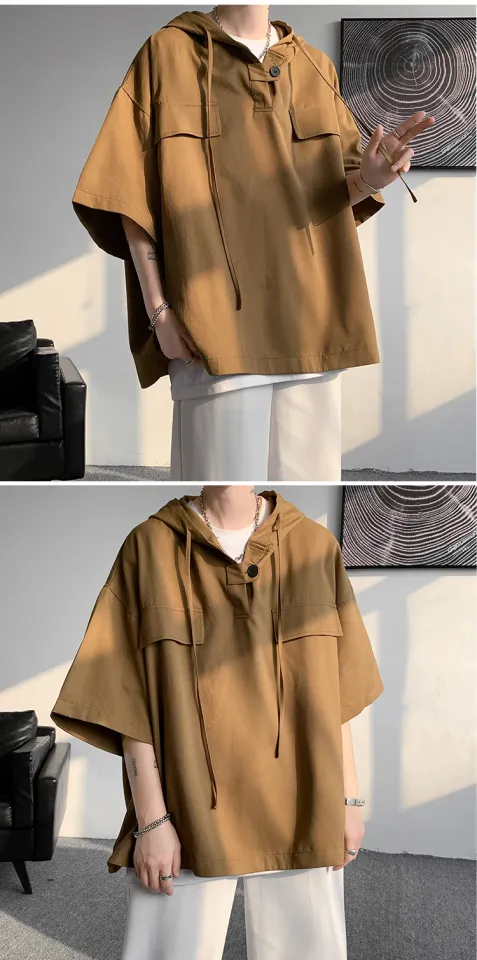Colors Summer Hooded T shirt Men Korean Half Sleeve Pullover