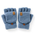 New Men's Winter Gloves Keeping Warm Dual-Purpose Student Half Finger Flip Jacquard Knitted Gloves Order.