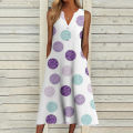 2024 Summer New Amazon Foreign Trade Wish Independent Station Fashion Pocket V-neck Stripe Sleeveless Casual Dress. 