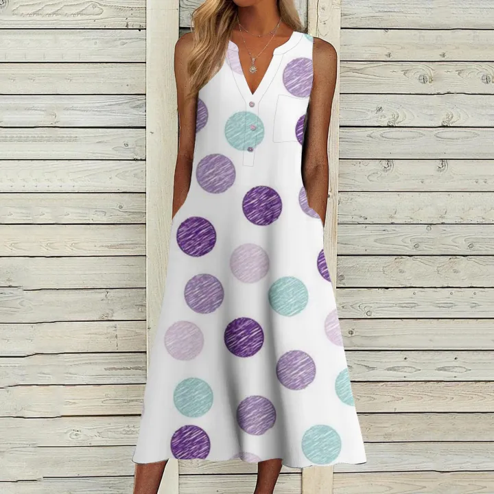 2024%20Summer%20New%20Amazon%20Foreign%20Trade%20Wish%20Independent%20Station%20Fashion%20Pocket%20V-neck%20Stripe%20Sleeveless%20Casual%20Dress%20-%20Image%203