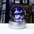 Anime Pokemon 3D Crystal Ball Snorlax Figure Pokeball Engraving Crystal Charizard Model With LED Light Base Kids Gift ANIME GIFT. 