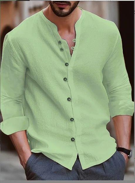 men's%20cotton%20linen%20shirt%20loose%20comfortable%20casual%20linen%20young%20men%20stand%20collar%20solid%20color%20shirt%20-%20Image%202