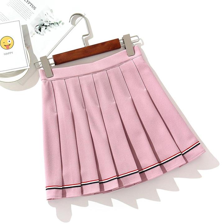 Harajuku Skirt Korean Skirt Women's Basic Versatile Stretchy Flared Casual Mini Skater Skirt Pink Skirt Unif Pleated Skirt