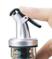 Rubber Olive Oil Free Flow Dispensers Caps for Bottle Pourers (Black, Silver), Set of 2. 
