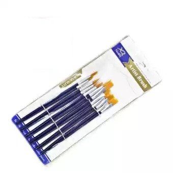 Paint%20Brush%20Wooden%20Round-6%20&%20Flat-6,%20Novelty%20Artist%20Brush%20Set%20of%2012%20Pieces%20Blue%20-%20Image%205