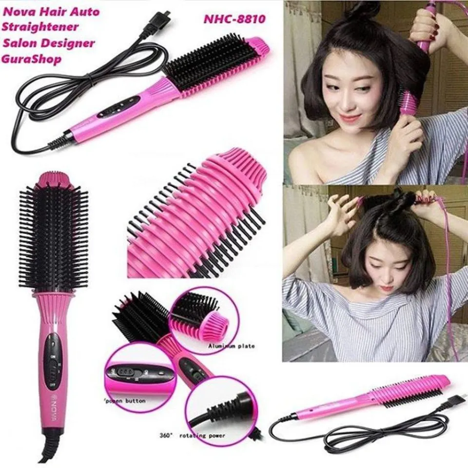 Nova Dual Temperature 2 In 1 Hair Brush Straightener Curle Daraz .bd