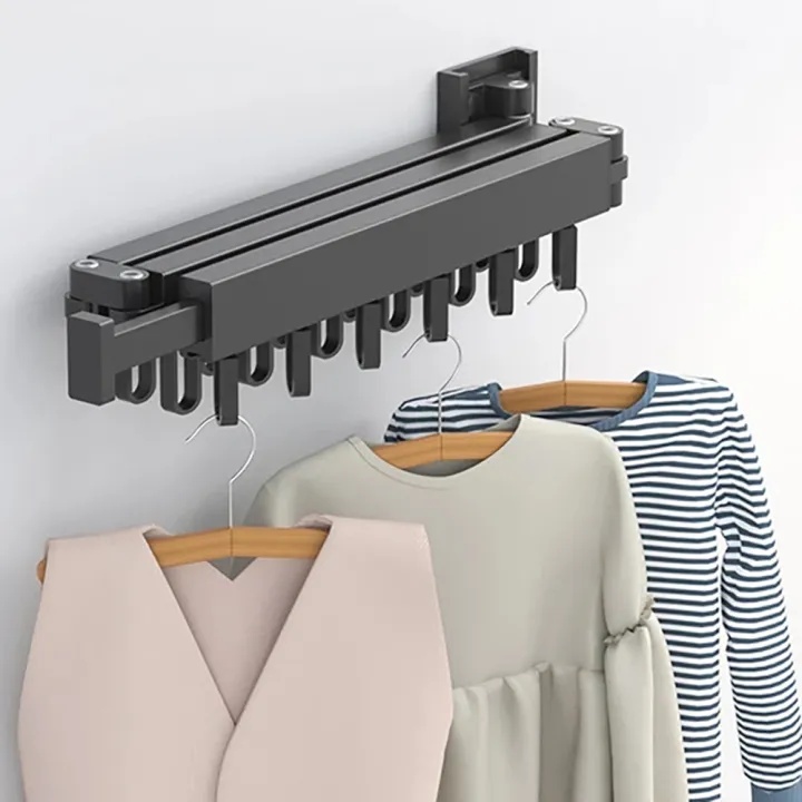 Folding%20Clothes%20Hanger%20Wall%20Mount%20Retractable%20Cloth%20Drying%20Black%20C%20-%20Image%207