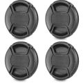 BRADOO- 4pcs 58mm Lens Cap with Lens Cap Leash Hole Bundle For Dslr Cameras Nikon Canon & 1 set Black Plastic Camera Body Cover + Rear Lens Cap For Nikon Digital SLR. 