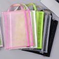 A4 double-layer transparent mesh document bag, hand zipper bag, conference information file bag, student storage bag, printing.