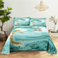 Marble Gold Bedding Sheet Home Digital Printing Polyester Bed Flat Sheet With Pillowcase Print Bed Sheet. 