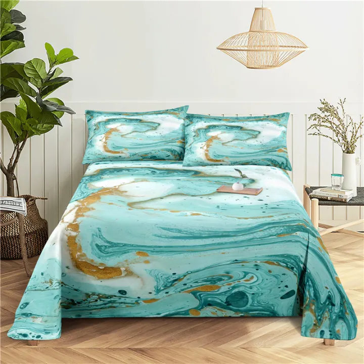 Marble%20Gold%20Bedding%20Sheet%20Home%20Digital%20Printing%20Polyester%20Bed%20Flat%20Sheet%20With%20Pillowcase%20Print%20Bed%20Sheet%20-%20Image%206