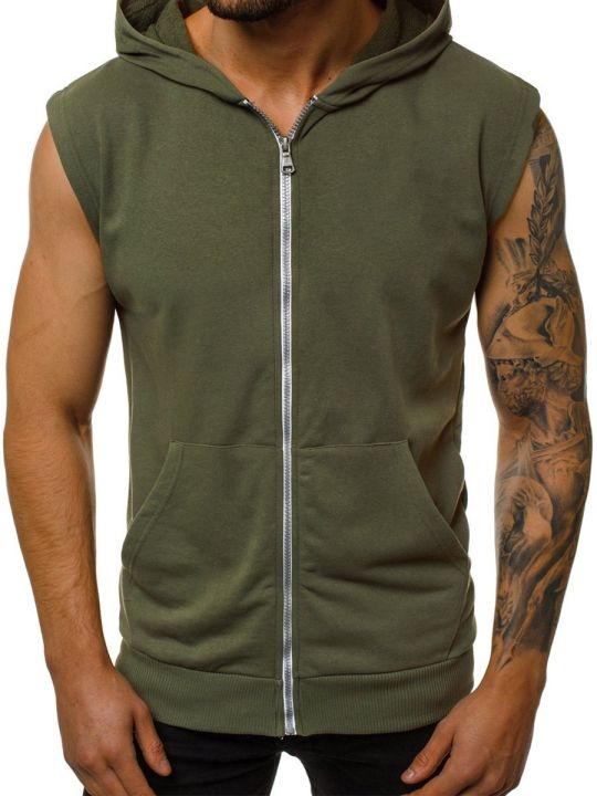 Hot%20selling%20men's%20lace%20up%20hoodie%20with%20open%20front%20zipper%20hoodie,%20sleeveless%20fashionable%20sports%20jacket,%20men's%20clothing%20-%20Image%202