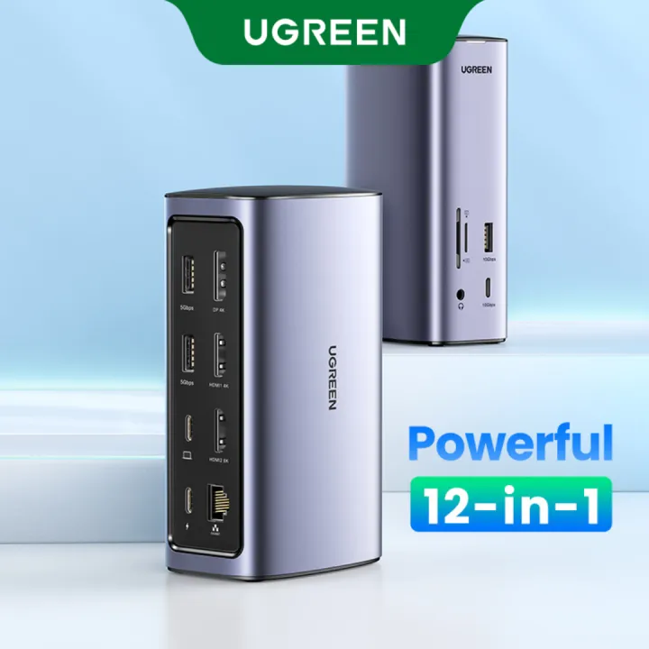UGREEN Docking Station Triple Display, 12-in-1 USB C MacBook Docking Station with 2 HDMI DP 8K, 10 Gbps USB C and USB-A Data, 100W PD Charging, Ethernet, Audio, SD TF Card Reader for Mac OS, Windows