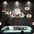 Light Luxury Wall Clock Metal Decorative Style Creative Flower Clock. 