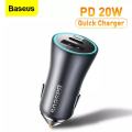 Baseus 40W U+C Dual Quick Charger Car Charger PD 20W Quick Charge for iPhone 12 13 Pro Max Type-C+USB-A Charger.