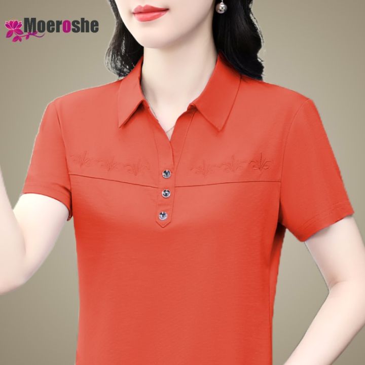 Summer%20Women's%20Casual%20Polo%20Shirt%20T-shirt%20Shirts%20Korean%20Dongdaemun%202024%20Womans%20Tops%20Luxury%20Clothing%20Short%20Sleeve%20Tee%20Clothes%20Golf%20-%20Image%202