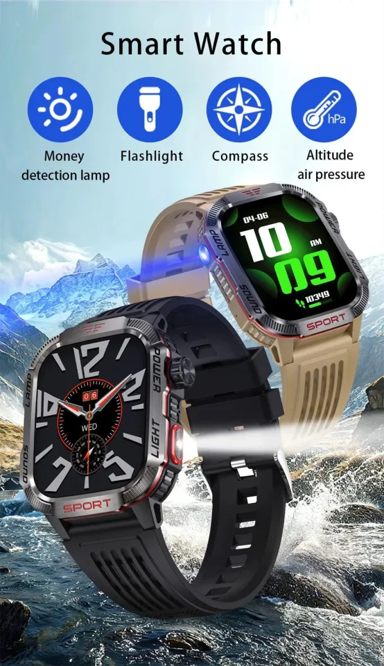 Xiaomi New For Huawei Military GPS Smart Watch Men Flashlight