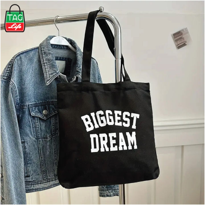 TAG%20Lifestyle%20Canvas%20Tote%20Bag/Exclusive%20BIGGEST%20DREAM%20Design%20Black%20Color%20for%20girls%20For%20University/College/Trendy%20Fashionable%20Women%20-%20Image%2010
